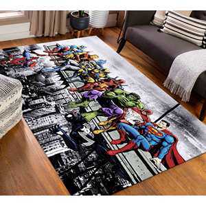 Alfombra estampada de Marvel y DC Superheroes comiendo en un rascacielos, alfombra de chenilla - Product Image 5