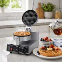 Gaufrier belge antiadhésif rond en acier inoxydable 1600W pour la maison, le café et le brunch