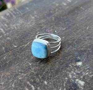 Handmade Women's 925 Sterling Silver Classic <b>Wedding</b> Proposal Engagement <b>Ring</b> Natural Larimar Gemstone Oval Cut Bezel Setting - Product Image 6
