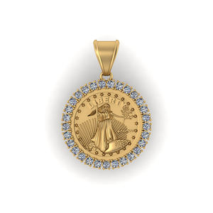 Bijoux fins faits à la main de qualité supérieure Design moderne 1.02 TCW 10K Gold Custom Icy Liberty Charm Moissanite Diamond Pendant - Product Image 1