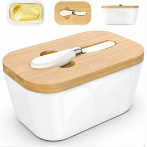 Beurrier en céramique blanche avec couteau Argenterie Fait à la main Top vente Restaurant Événements de mariage Plateau de table Plat à beurre et assiette - Product Image 1