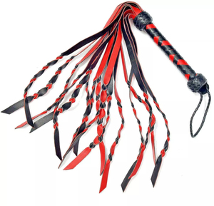 Cuero de vaca real doble pegado hecho a mano 9 "mango largo 12 colas cuero azotador látigos cazador - Product Image 1