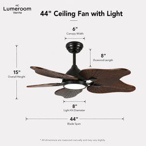 44 Inch Solid Wood <b>Ceiling</b> Fan with <b>Light</b> and <b>Remote</b>, Dimmable LED <b>Ceiling</b> Fan with APP <b>Control</b> and Quiet DC Motor - Product Image 4