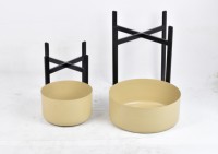 Jardinière en fer finition or style ferme |   Grand support pour plantes d'extérieur |   Pot en métal durable, léger et écologique |   Personnalisable