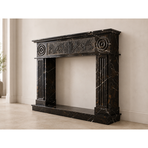 Cheminée en marbre noir et or sculptée à la main, style moderne - Product Image 2