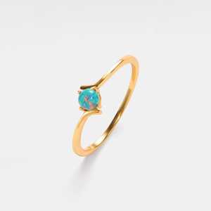 Natural <b>Opal</b> Stacking Ring 925 Sterling Silver 14K Gold Plated Dainty Round <b>Opal</b> Thin Friendship Jewelry Gift - Product Image 6
