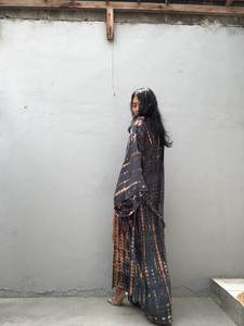 Kimono de manga larga bohemio con cinturón para mujer, Kimono sexy elegante de talla grande de rayón teñido anudado de diseñador, novedad de 2022 - Product Image 2