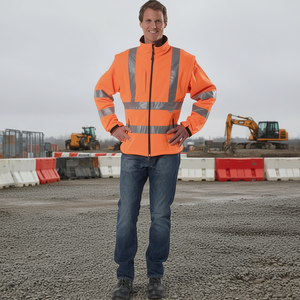 <b>High</b>-<b>Visibility</b> Orange <b>Softshell</b> Safety <b>Jacket</b> for Prevention - Product Image 3