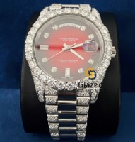 Montre analogique de luxe Hip Hop en acier inoxydable, verre Moissanite, pièce artisanale, diamants taillés brillants incrustés, pour homme