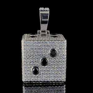 Colgante de Dados con Incrustaciones de Diamantes de Imitación en Plata 925, Estilo Hip Hop, Joyería de Lujo con Aspecto de Diamante, Estilo Urbano - Product Image 4