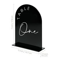 Numéros de Table de mariage en arc noir avec supports 1-15 numéro de Table en acrylique arqué pour la décoration de pièce maîtresse de Table de réception de mariage