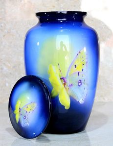 Urna Funeraria de Metal, Estilo Americano, con Diseño de Mariposa, Tamaño Estándar, Capacidad de 200 Pulgadas Cúbicas, para Adultos, Mujeres - Product Image 3