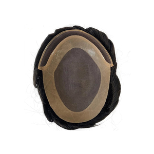 Venta al por mayor auténtico indio hombres pelucas 8 pulgadas Natural recto negro encaje sistema virgen Remy tamaño ajustable estilo de moda - Product Image 5