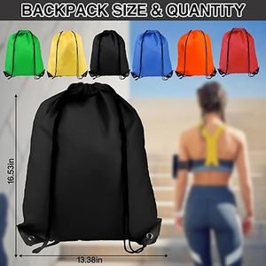Mochila con Cordón, Bolsas de Gimnasio con Cordón, Mochilas Negras con Cordón para Deportes, Gimnasio, Viajes, Natación, Playa (6 Colores) - Product Image 6
