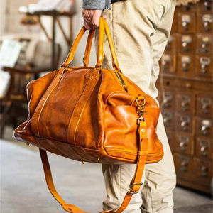 กระเป๋าหนังทรงดัฟเฟิลสำหรับเดินทางไปยิมกระเป๋าหนังกระเป๋าเดินทางสำหรับผู้ชาย - Product Image 4