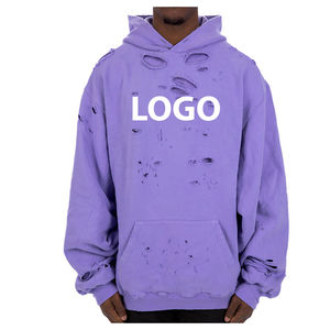 Style unique respirant hommes lavage à l'acide en détresse sweat à capuche Offre Spéciale nouveauté hommes en détresse à capuche bases coton mélangé - Product Image 6