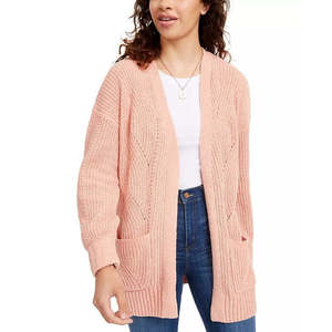 Cardigan Lungo in Ciniglia Hippie Rose Junior, Casual, Stampa Arancione con Decorazioni Ricamate, Taglia Media, Invernale/Autunnale, Lana e Cashmere - Product Image 1