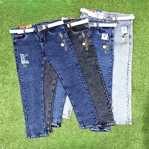Pantalon en jean pour garçons confortable et respirant de haute qualité tissu tricoté lavé de style droit pour les vêtements de bureau - Product Image 1