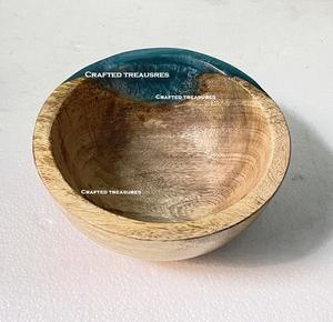 Bol en résine époxy en bois fabriqué à la main de la meilleure qualité, idéal pour exposer des desserts lors de fêtes au meilleur prix d'Inde - Product Image 4