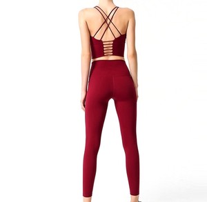 Leggings Rojos de Cintura Alta para Mujer, Color Sólido, Tejido Elástico, Transpirable, Ropa Deportiva - Product Image 2