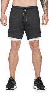 Short de Sport en maille respirante 2 en 1 pour homme, vêtement de haute qualité, grande taille, avec poches - Product Image 4