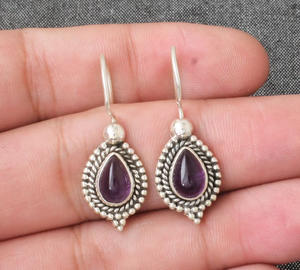 ต่างหูพลอยอเมทิสต์925เงินสเตอร์ลิงทำด้วยมือต่างหูพลอยทรงหยดน้ำเครื่องประดับวันครบรอบแต่งงานของขวัญราคาโรงงาน - Product Image 2