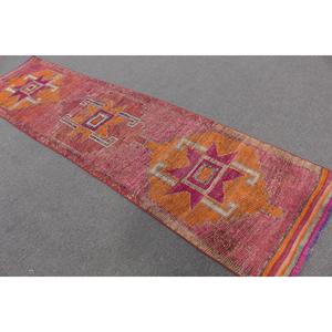 Turkish Vintage <b>Runner</b> Rug 2.8x10.5 ft, Herki <b>Red</b> Wool Rug - Product Image 4