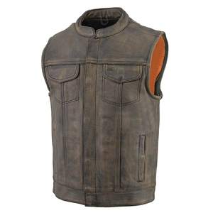 Offre Spéciale hommes réversible en cuir Biker gilet automne respirant tissu de laine haute qualité moto vêtements d'extérieur - Product Image 3