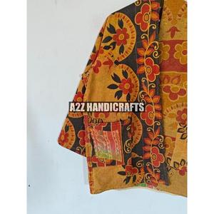 Chaqueta acolchada de punto de algodón con estampado Floral a mano, estilo bohemio Unisex, ropa de invierno de longitud corta, Kimono con detalle de botones - Product Image 3