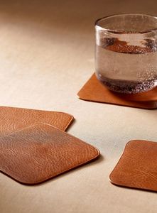 Stylish 5mm Thick Non-Toxic Eco-Friendly Leather Coasters Handcrafted Finish Soft Texture for Long-Term Use Elegant Interiors - Product Image 2