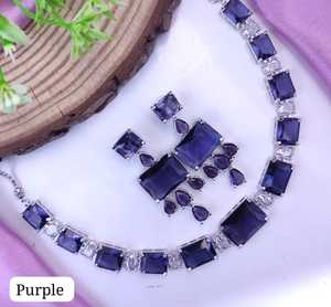 Conjunto de collar y aretes de diamantes americanos de primera calidad para niñas Joyas nupciales únicas para bodas y fiestas hechas de latón - Product Image 4