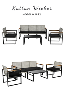 Juego de 4 piezas de reposabrazos de madera de acacia y muebles de comedor de ratán baratos para Hotel, Patio, jardín, Vietnam, uso al aire libre - Product Image 3