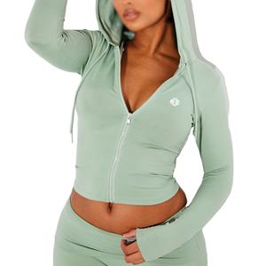 Sudaderas Cortas con Cremallera para Mujer al por Mayor con MOQ Bajo, Ropa Deportiva y de Calle, Logotipo Personalizado, Sudaderas de Fitness para Mujer, Marca Privada, EE. UU. - Product Image 6
