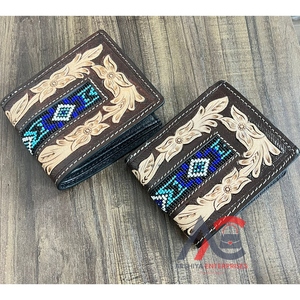 Cartera plegable con cuentas de cuero para hombre, billetera plegable de cuero con bloqueo RFID de cuero de vaca, estilo de compra a granel multiusos - Product Image 1