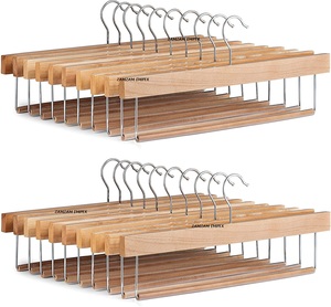 <b>Wooden</b> Slack and Trouser Pants <b>Hangers</b> with Non-Slip Bar Premium Anti-Slip <b>Wooden</b> <b>Hangers</b> for Closets and Wardrobe Organization - Product Image 2