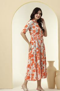 Robe maxi à volants à imprimé floral de qualité supérieure pour femmes, design imprimé élégant, robe pour femmes pour les soirées - Product Image 4