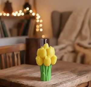 Bougie décorative parfumée artisanale en forme de bouquet de tulipes tendance pour les mariages, la décoration de la maison et les cadeaux, prix de gros - Product Image 3