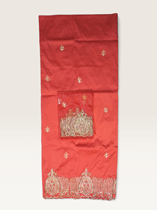 Wine <b>Red</b> Luxury Beaded George Fabric with Gold Embroidery Border & Matching Blouse for Bridal Wedding Wear - Product Image 2