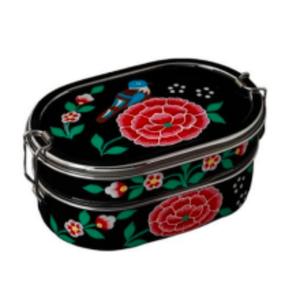 Elegante fiambrera esmaltada de acero inoxidable con diseño impreso - Product Image 4