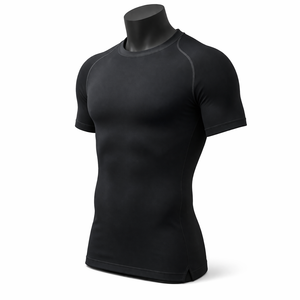 Camiseta de Compresión Negra para Hombre, Gimnasio, Fitness, Secado Rápido, Manga Corta, Deportiva, Ajustada, para Entrenamiento, Running, con Logotipo Personalizado OEM - Product Image 3