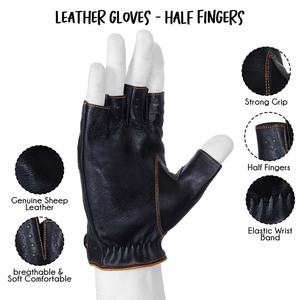 ถุงมือมอเตอร์ไซด์หนังแกะสำหรับผู้ชายขับรถยนต์สำหรับทุกเพศถุงมือหนังแบบทัชสกรีนสีน้ำตาลของ Wolson สำหรับฤดูหนาว - Product Image 5