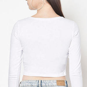 Recién llegado, camisetas cortas de manga larga para mujer, Camiseta corta ecológica de último estilo de Color sólido a la moda - Product Image 6