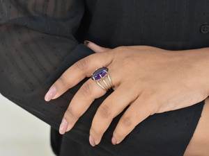 Tendance Multi Bande Améthyste Marquise Prong Bague Empilable 925 Argent Sterling Usine En Gros Bijoux En Vrac - Product Image 2