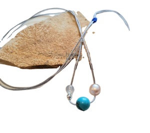 Adjustable gemstone necklace with real turquoise choker Laying Necklaces <b>Chain</b> Anniversary Gifts for Mom Lover - Product Image 1