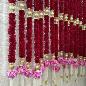 พวงมาลัยผ้าดอกไม้สำหรับงานแต่งงานงานแต่งงานเดือนรอมฎอนของตกแต่งงานปาร์ตี้ฮาลเมเนดี้พวงมาลางานแต่งงานพระพิฆเนศ - Product Image 1