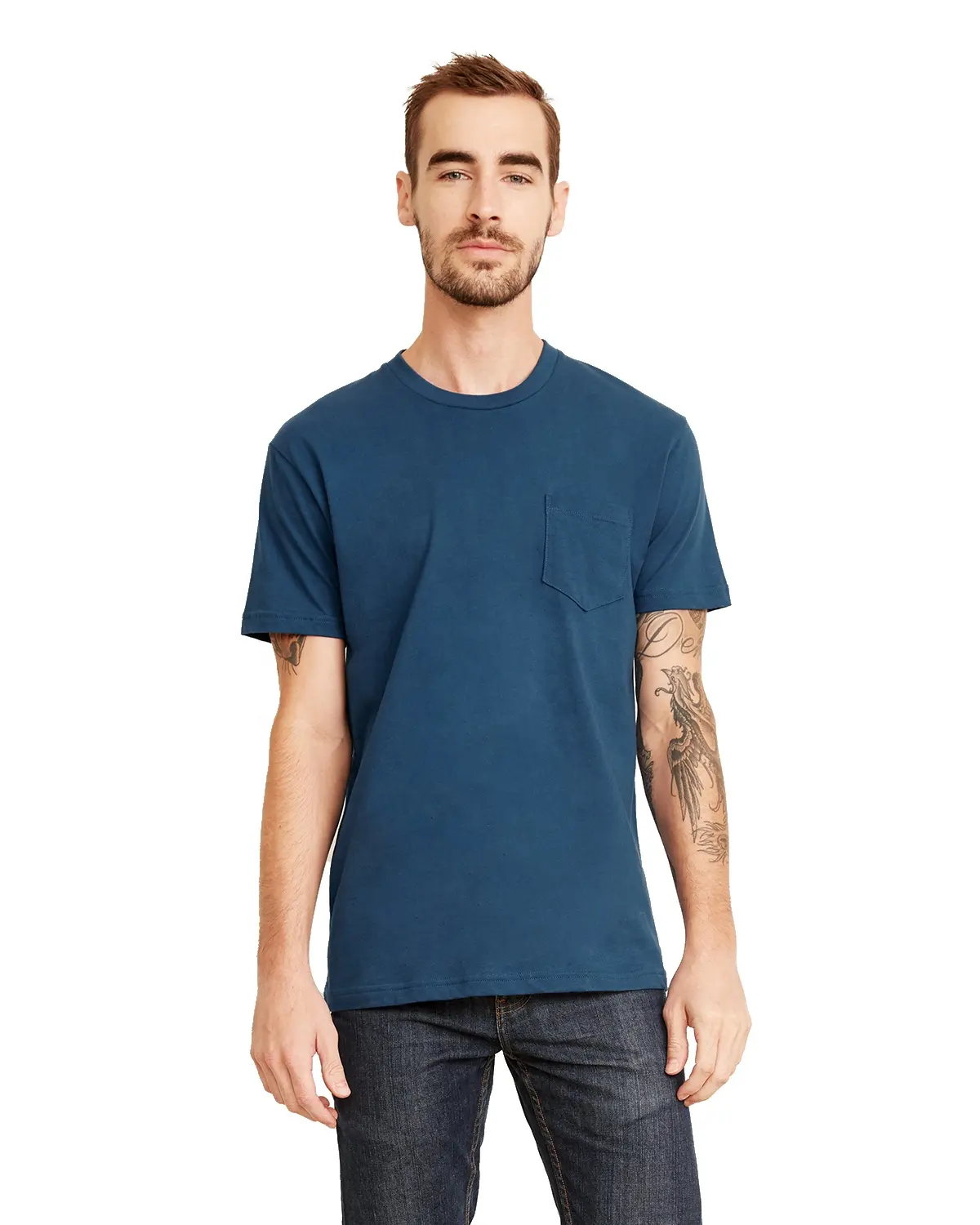 Next Level 3605 T-shirt unisexe à col ras du cou Cool Blue T-shirt respirant en jersey de coton avec poche pour tous les genres