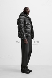 Veste matelassée 100% rembourrage en plumes avec capuche réglable, poignets élastiques, fermeture éclair et plusieurs poches, vestes d'hiver pour hommes pour l'extérieur - Product Image 6