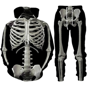 Mùa Đông Phụ Nữ Tracksuit Set Leopard Mô Hình Vui Halloween Skull Cosplay Hoodie Quần 2Pcs Quá Khổ Áo Thun Chất Lượng Cao - Product Image 2