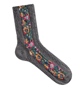 Foylock coreano personalizzato in cotone ricamato in maglia floreale con equipaggio etnico alla caviglia Design con logo di qualità personalizzata calze sportive da donna - Product Image 5