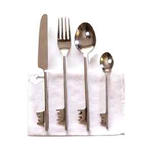 Juego de cubiertos de acero inoxidable martillado clásico, vajilla hecha a mano elegante, de alta calidad, nuevo - Product Image 3